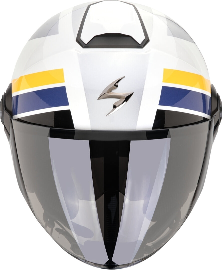 SCORPION EXO-CITY II BLUR Moto Urbano Jet Casco Blanco Plata Amarillo - CASCO