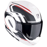 SCORPION EXO Tech Evo Furio Casco modular Blanco Mate Negro Rojo - CASCO
