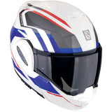 SCORPION EXO Tech Evo Furio de moto Casco modular Blanco Rojo Azul - CASCO