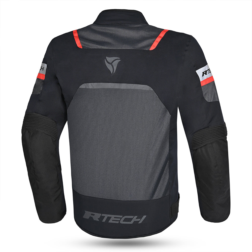 R-TECH SPIRAL MESH CHAQUETA DE MOTO DE HOMBRE TEXTIL  GRIS NEGRO ROJO