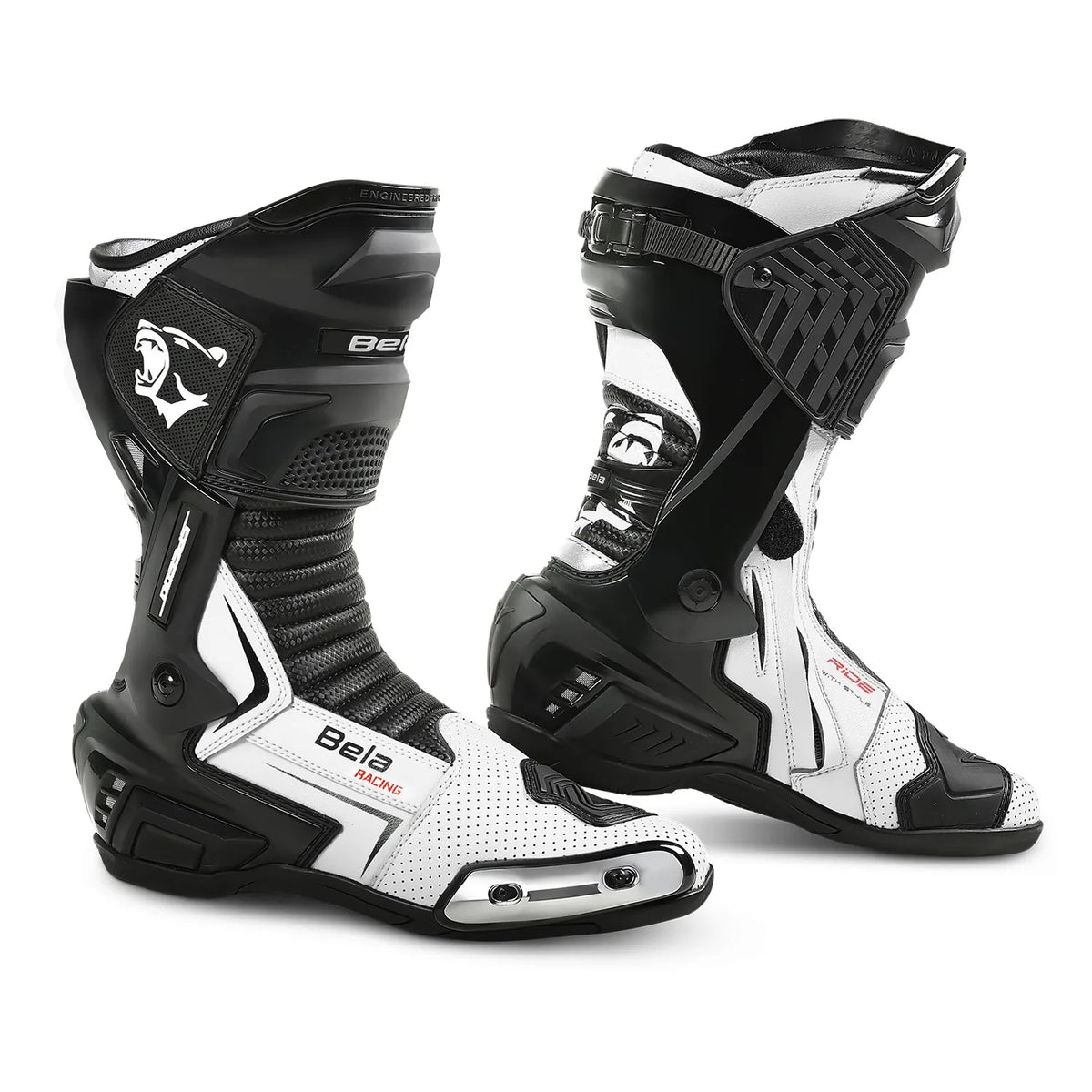BELA SPEEDO 2.0 BOTAS DE MOTO PIEL NEGRO BLANCO