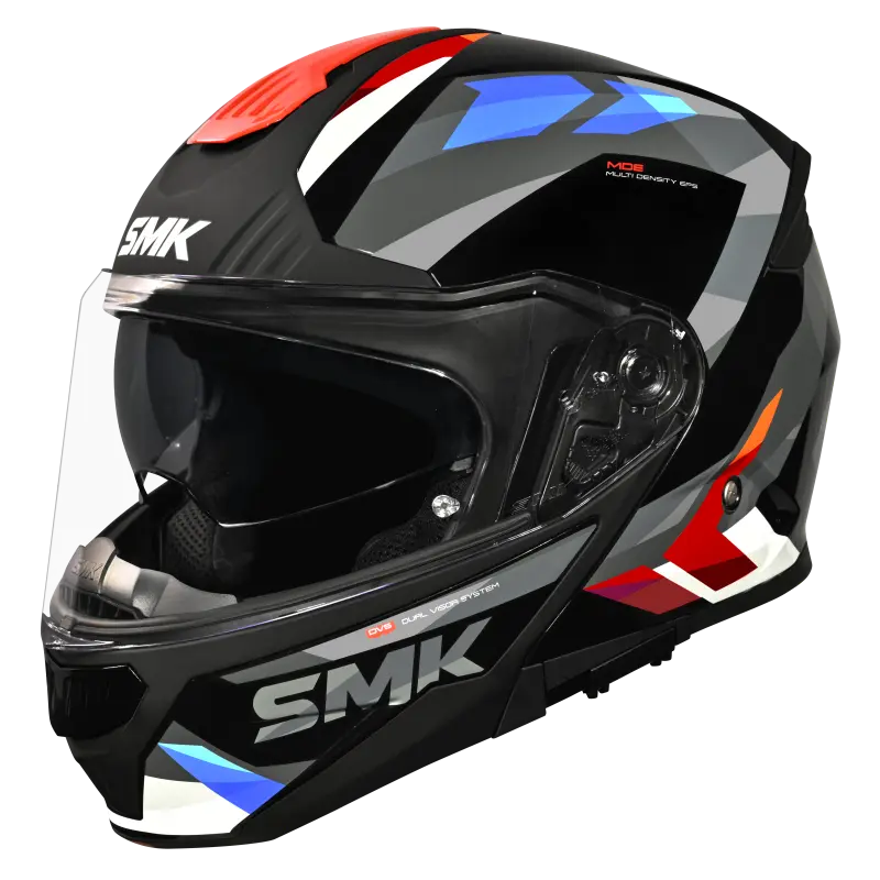 SMK GULLWING-S01 GLOSS CASCO INTEGRAL DE MOTO NEGRO GRIS ROJO