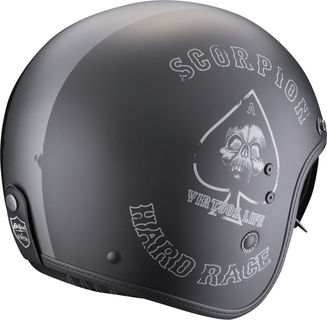 SCORPION - BELFAST EVO SPADE CASCO ABIERTO Negro mate-Plata - CASCO
