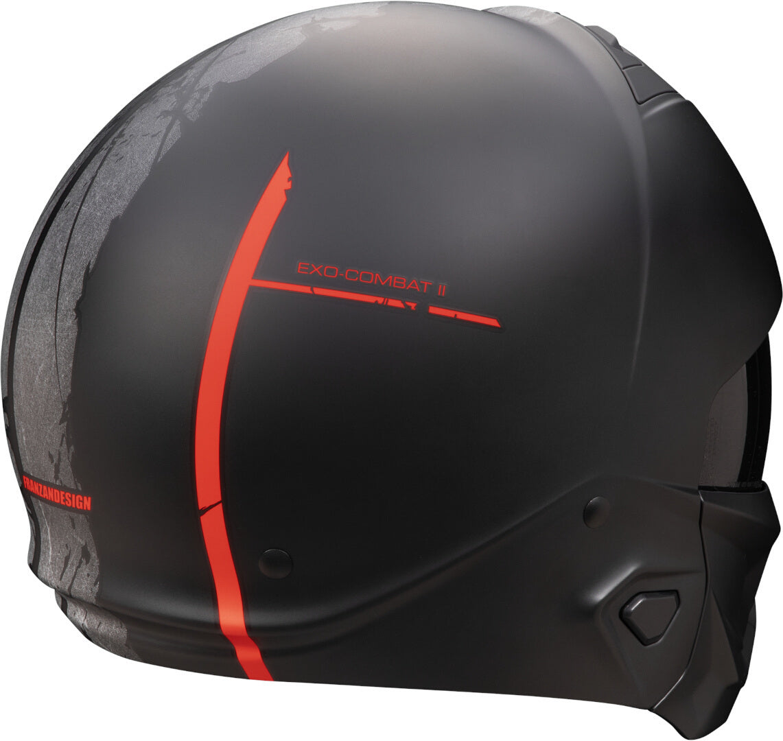 SCORPION EXO-Combat II Lord Casco Jet Abierto Negro Mate Rojo - CASCO