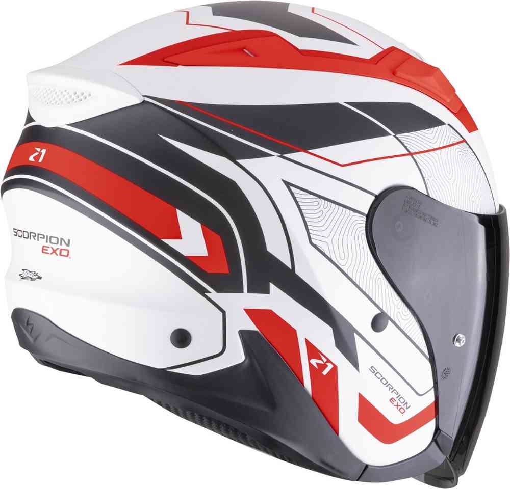 SCORPION EXO-Z1 VUE Moto Urbano Jet Casco Blanco Mate Rojo Negro - CASCO