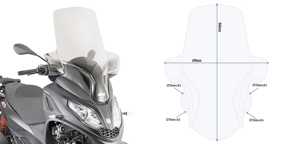 GIVI PARABRISAS KITAO PIAGGIO MP3 300 HPE - Accesorios