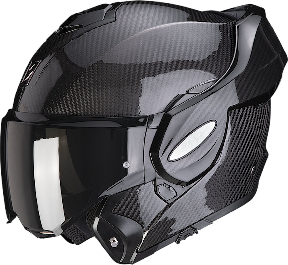 SCORPION Exo-Tech Evo De Carbono Sólido Casco Modular Negro - CASCO
