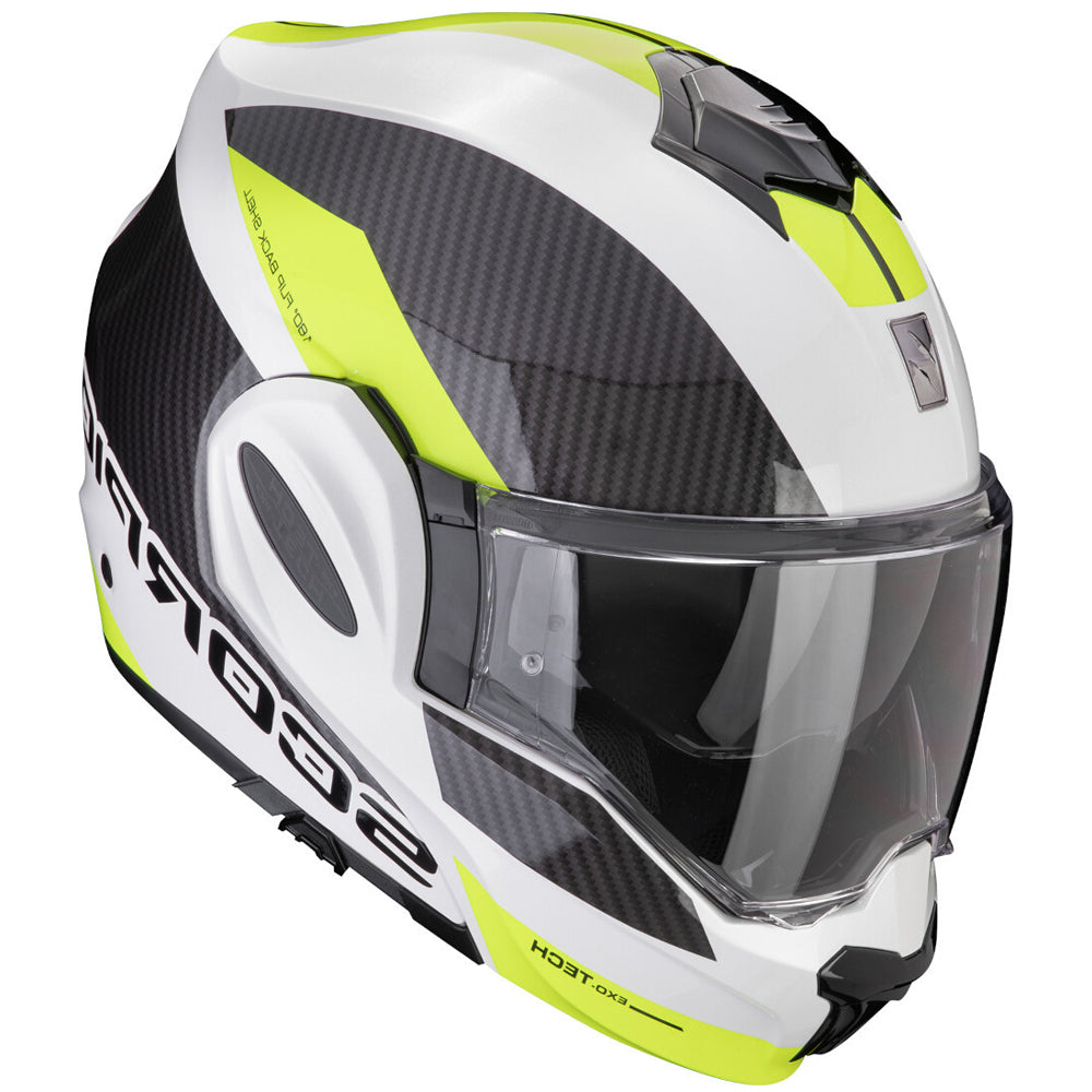SCORPION Exo Tech Evo Team Casco Modular Ligero Blanco-Amazillo - CASCO