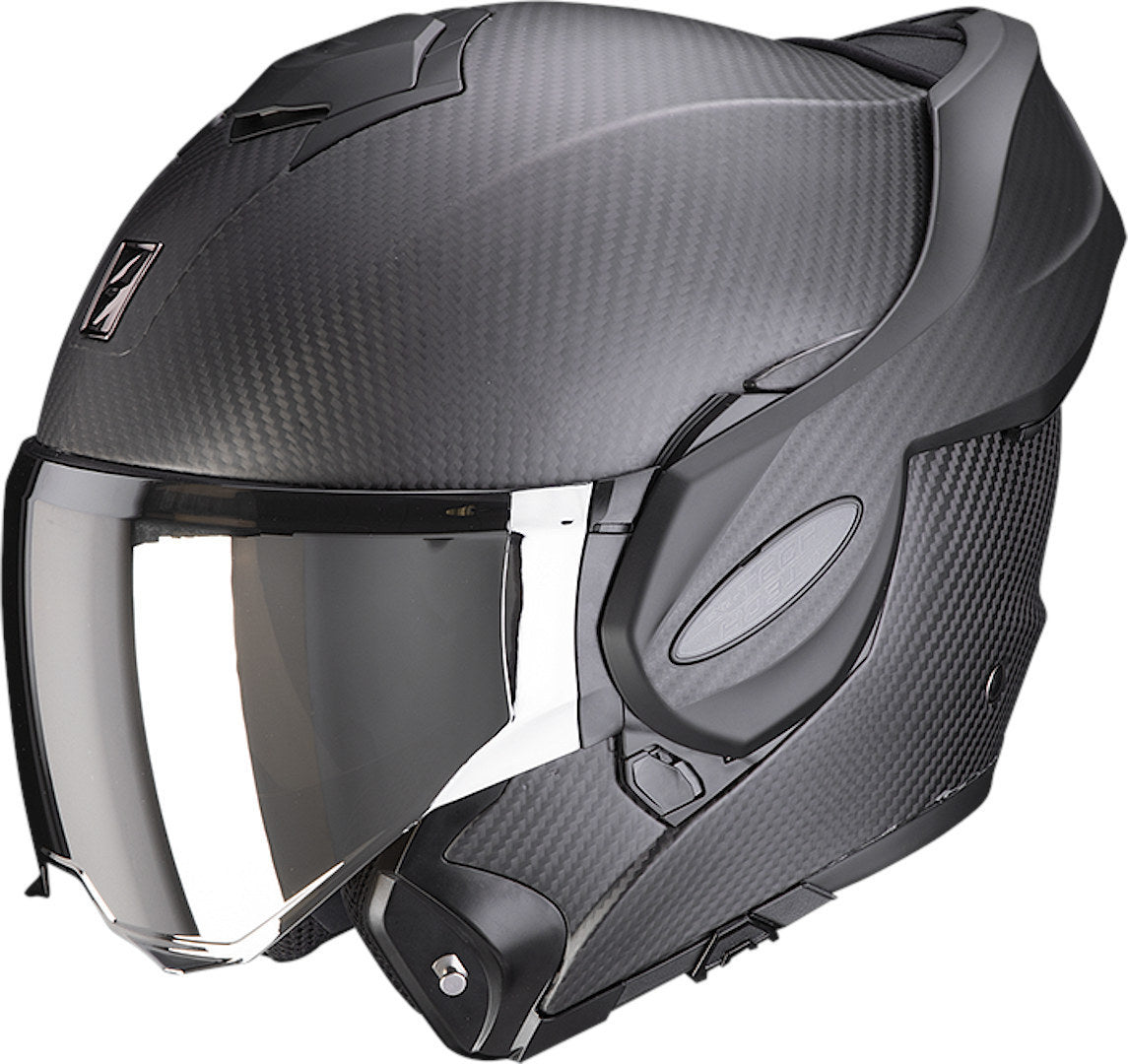 SCORPION Exo-Tech Evo De Carbono Sólido Casco Modular Negro Mate - CASCO