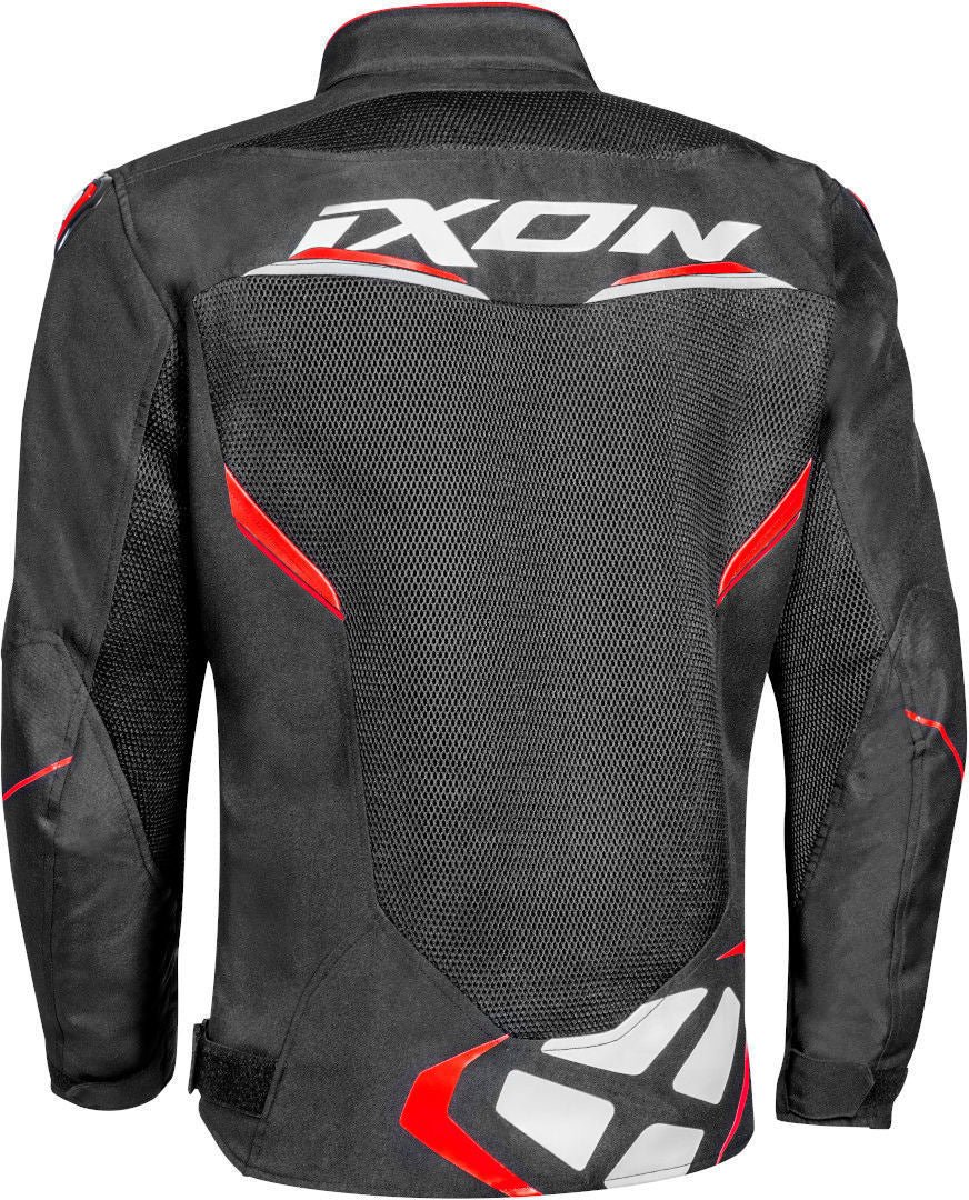 IXON DRACO Hombre Moto Textil Chaqueta Negro Blanco Rojo