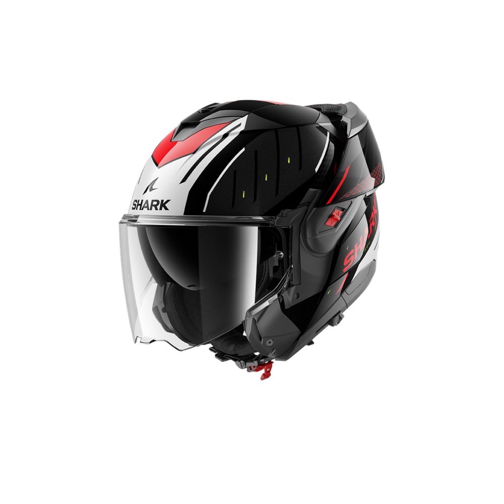 SHARK OXO RYDGER ABATIBLE MODULAR CASCO NEGRO PLATA ROJO