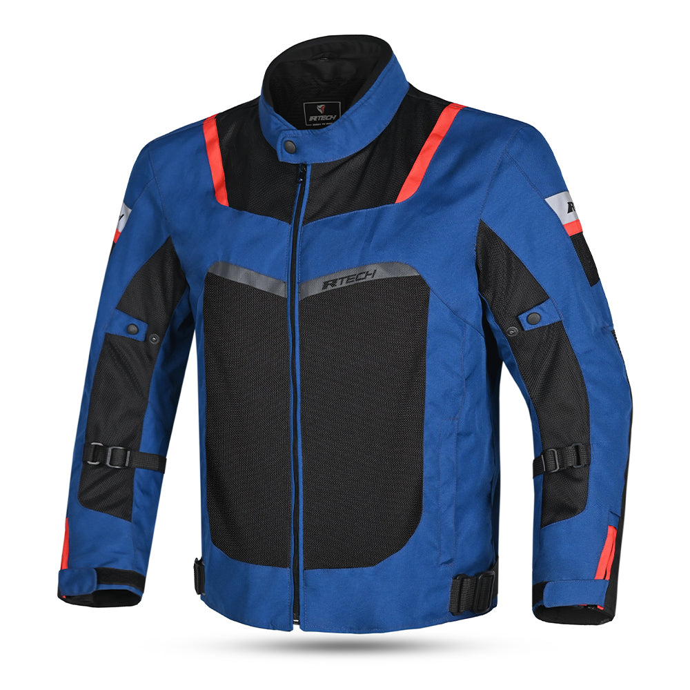 R-TECH SPIRAL MESH CHAQUETA DE MOTO DE HOMBRE TEXTIL  AZUL NEGRO ROJO