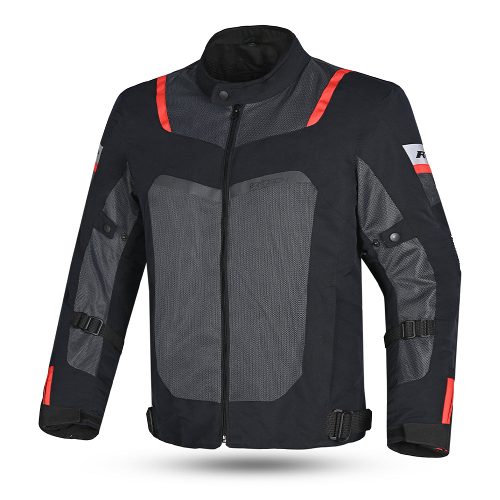 R-TECH SPIRAL MESH CHAQUETA DE MOTO DE HOMBRE TEXTIL  GRIS NEGRO ROJO