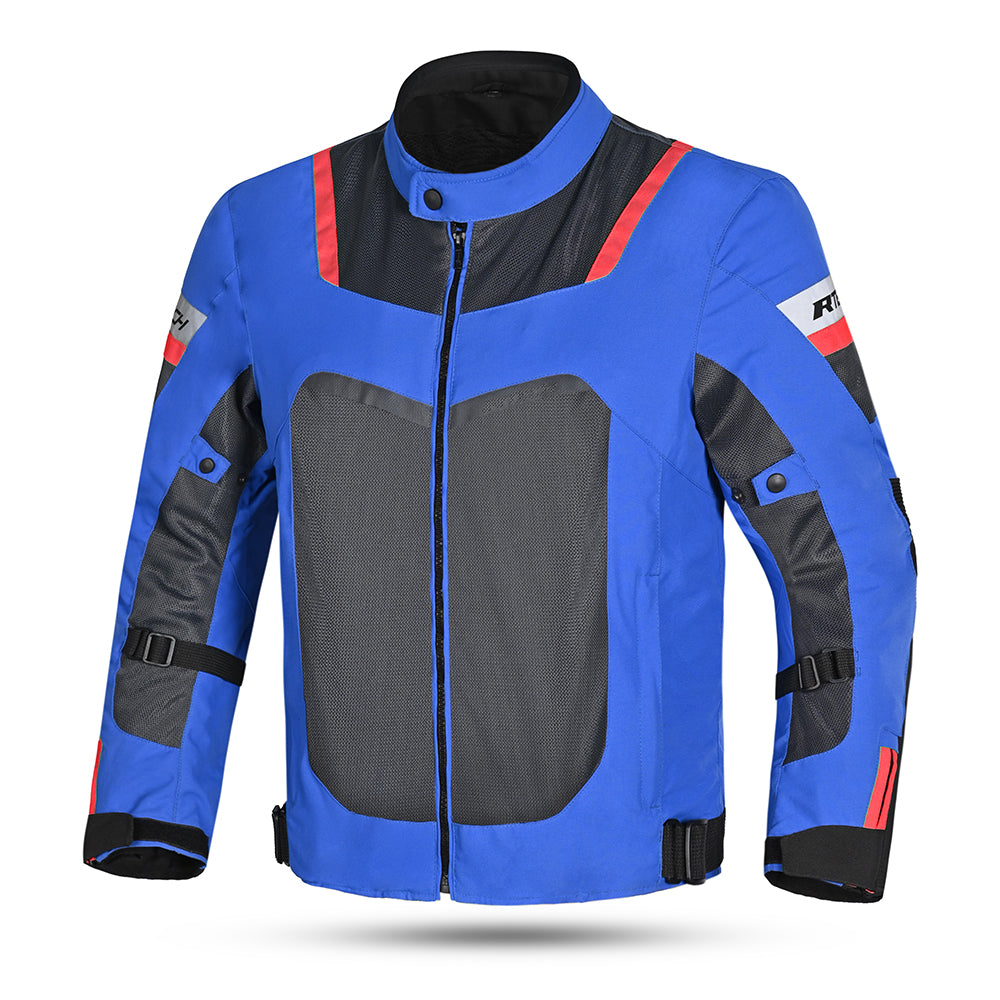 R-TECH SPIRAL MESH CHAQUETA DE MOTO DE HOMBRE TEXTIL  AZUL GRIS ROJO