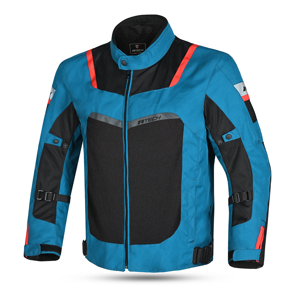 R-TECH SPIRAL MESH CHAQUETA DE MOTO DE HOMBRE TEXTIL  AZUL CLARO NEGRO ROJO