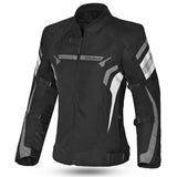 VESTE DE MOTO POUR FEMME BELA HIGHLAND, TEXTILE NOIR/GRIS