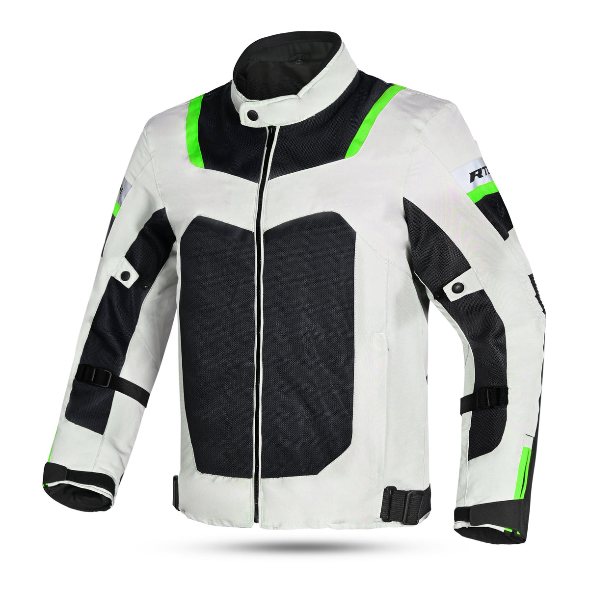 R-TECH SPIRAL MESH CHAQUETA DE MOTO DE HOMBRE TEXTIL GRIS FRIO NEGRO VERDE FLUO