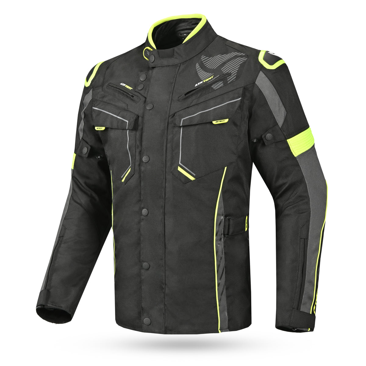 R-TECH Chaqueta Textil Knight Rider (Long) Negro/Antracita/Amarillo