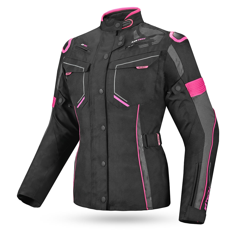 R-TECH Chaqueta Textil Knight Rider (Long) Negro/Fuschia)