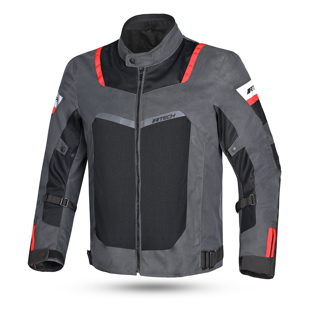 R-TECH SPIRAL MESH CHAQUETA DE MOTO DE HOMBRE TEXTIL NEGRO ROJO ANTRACITA