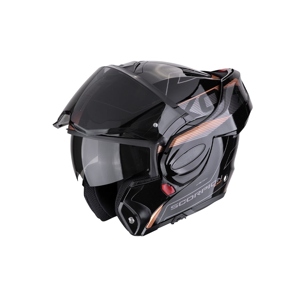 SCORPION EXO Tech Evo Traveler Casco Modulare Negro Cobre