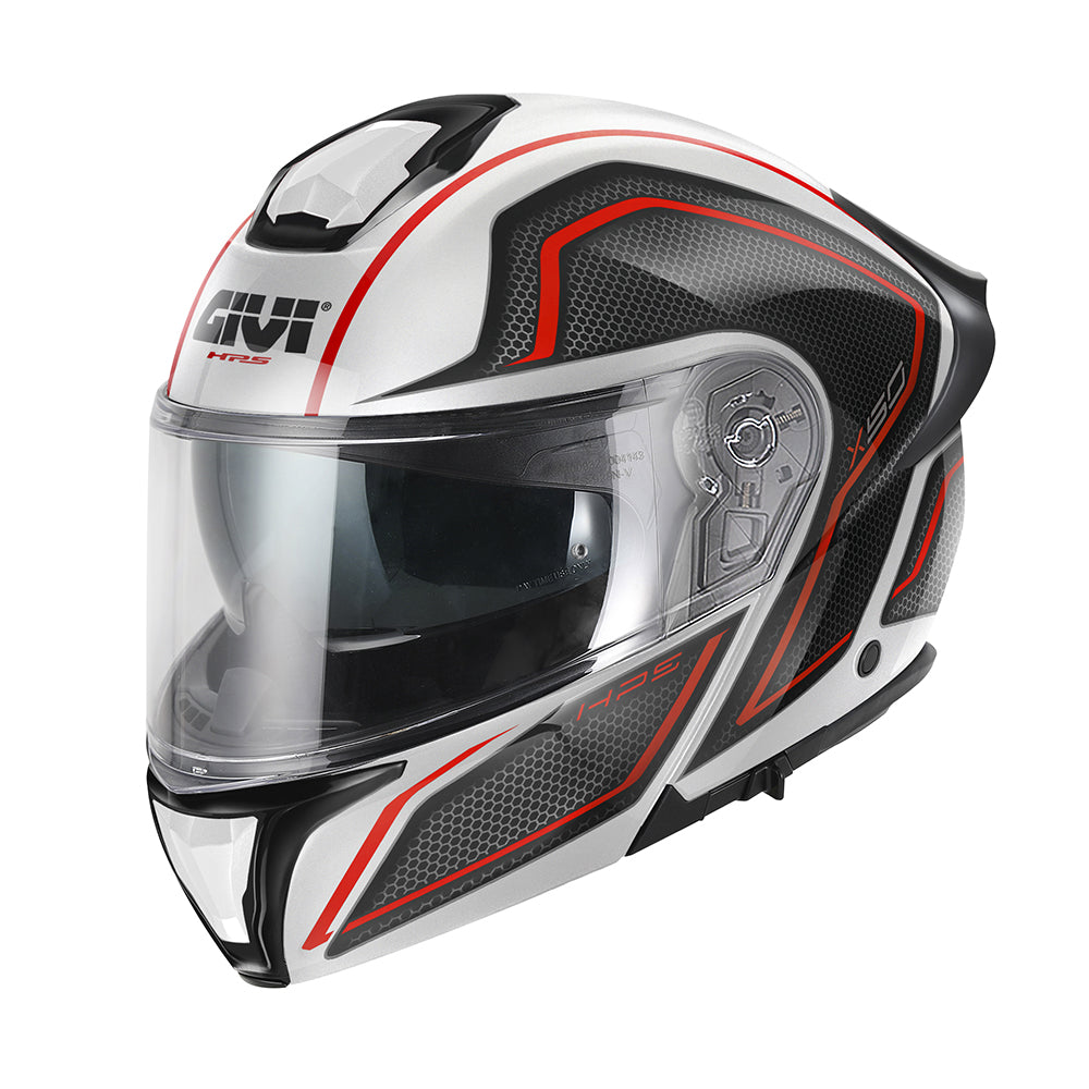 GIVI CASCOS MODULARES HX50F HOLOGRAM WHITE BLACK RED -HGWR