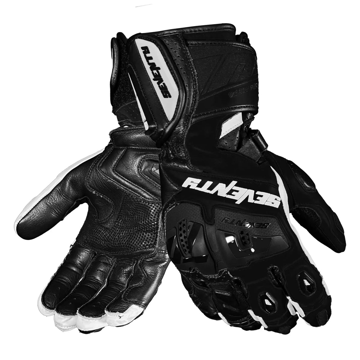 SEVENTY SD-R24 PISTA Guantes de motociclismo para hombre negro y blanco - GUANTES