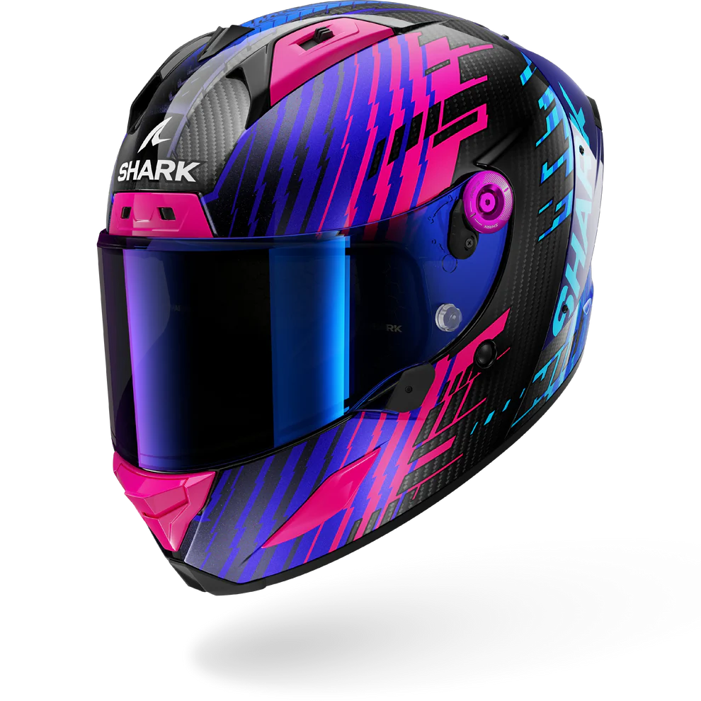 SHARK Aeron Edgy Carbon Casco De Moto Cromo Azul