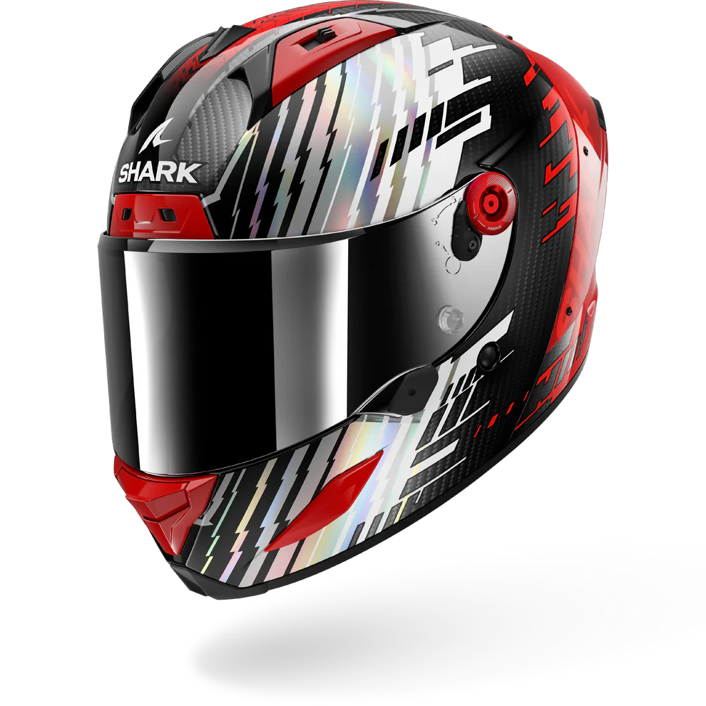 SHARK Aeron Edgy Carbon Casco De Moto Cromo Rojo