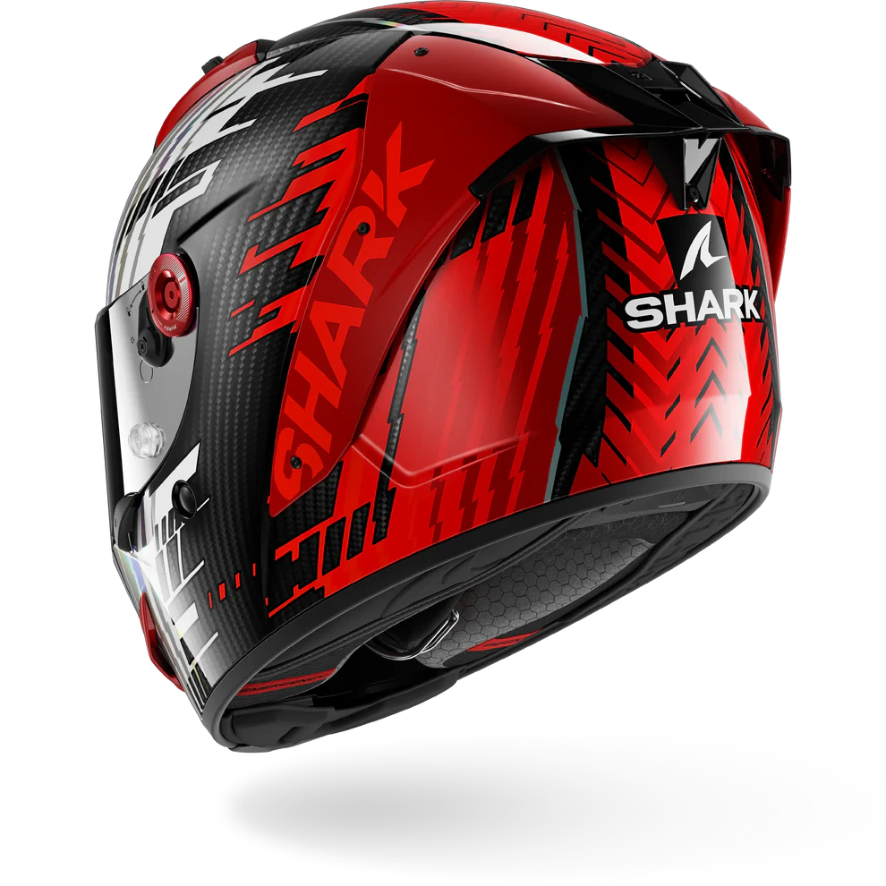 SHARK Aeron Edgy Carbon Casco De Moto Cromo Rojo