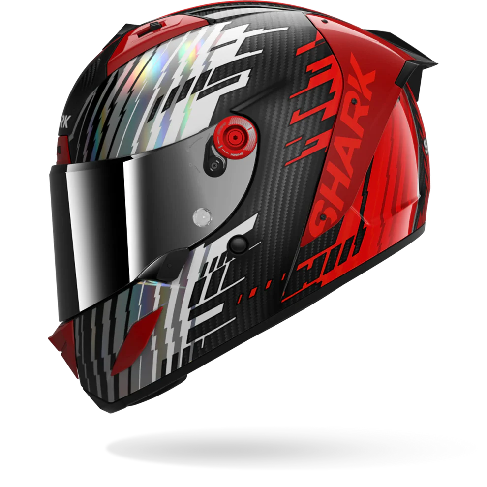 SHARK Aeron Edgy Carbon Casco De Moto Cromo Rojo