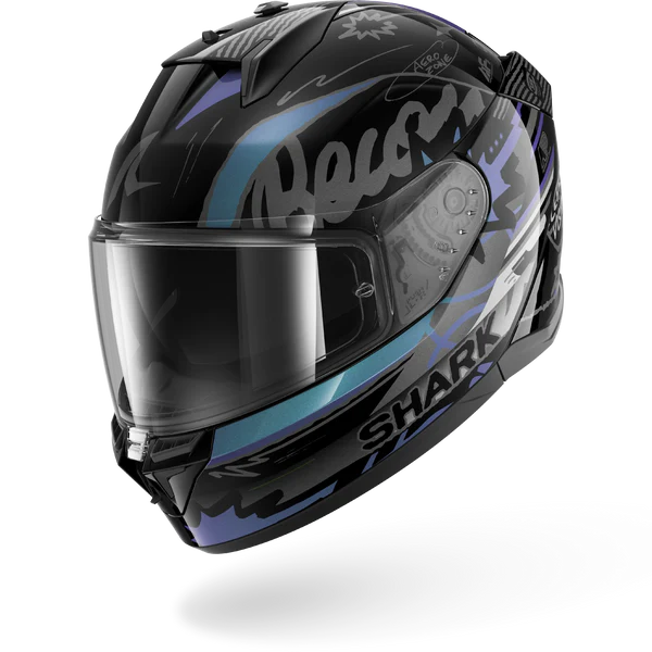 Casco da moto SHARK D-SKWAL 3 STREETRUSH NERO Verde Cromo