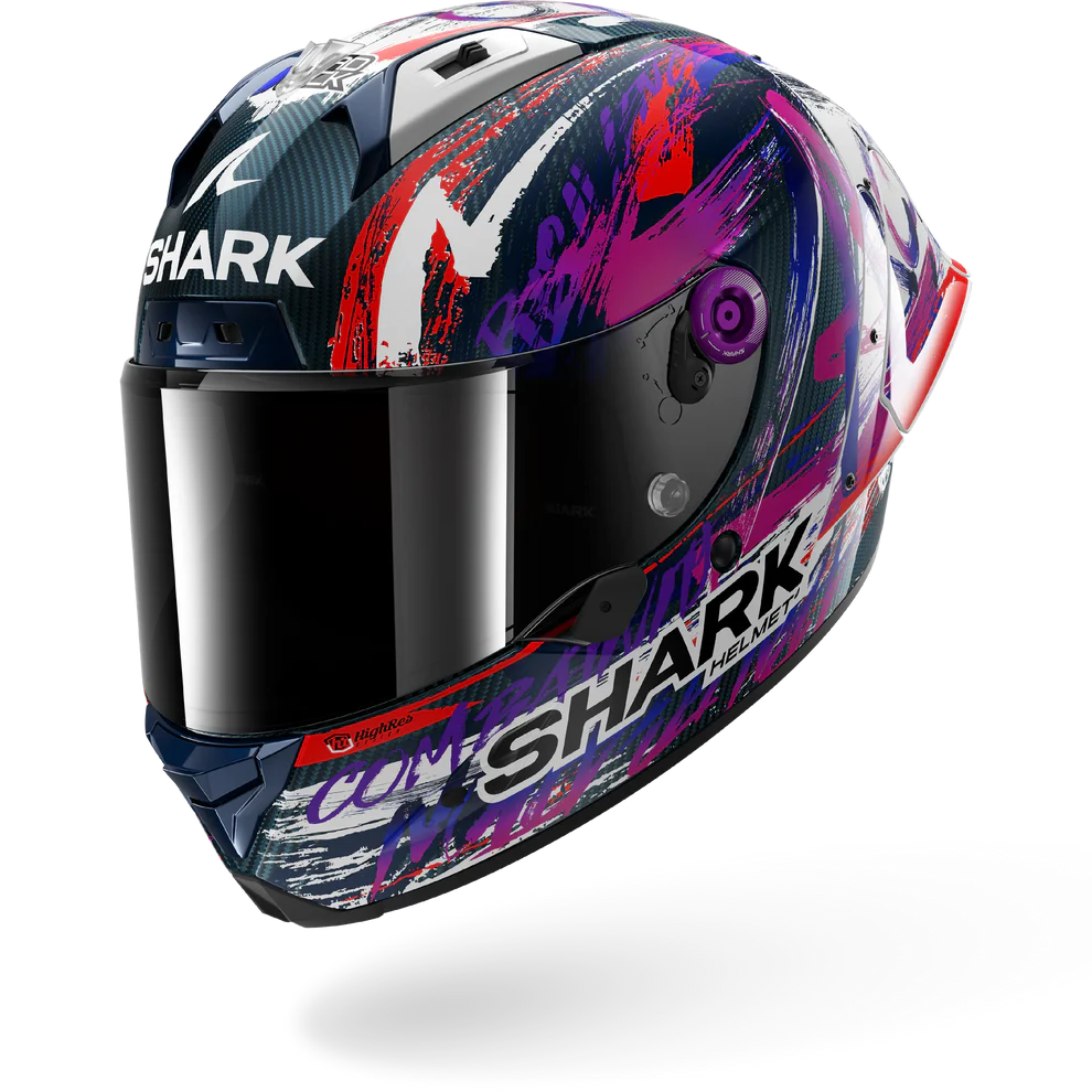 SHARK AERON-GP Fim Carbon Casco Integral De Moto Violeta Blanco
