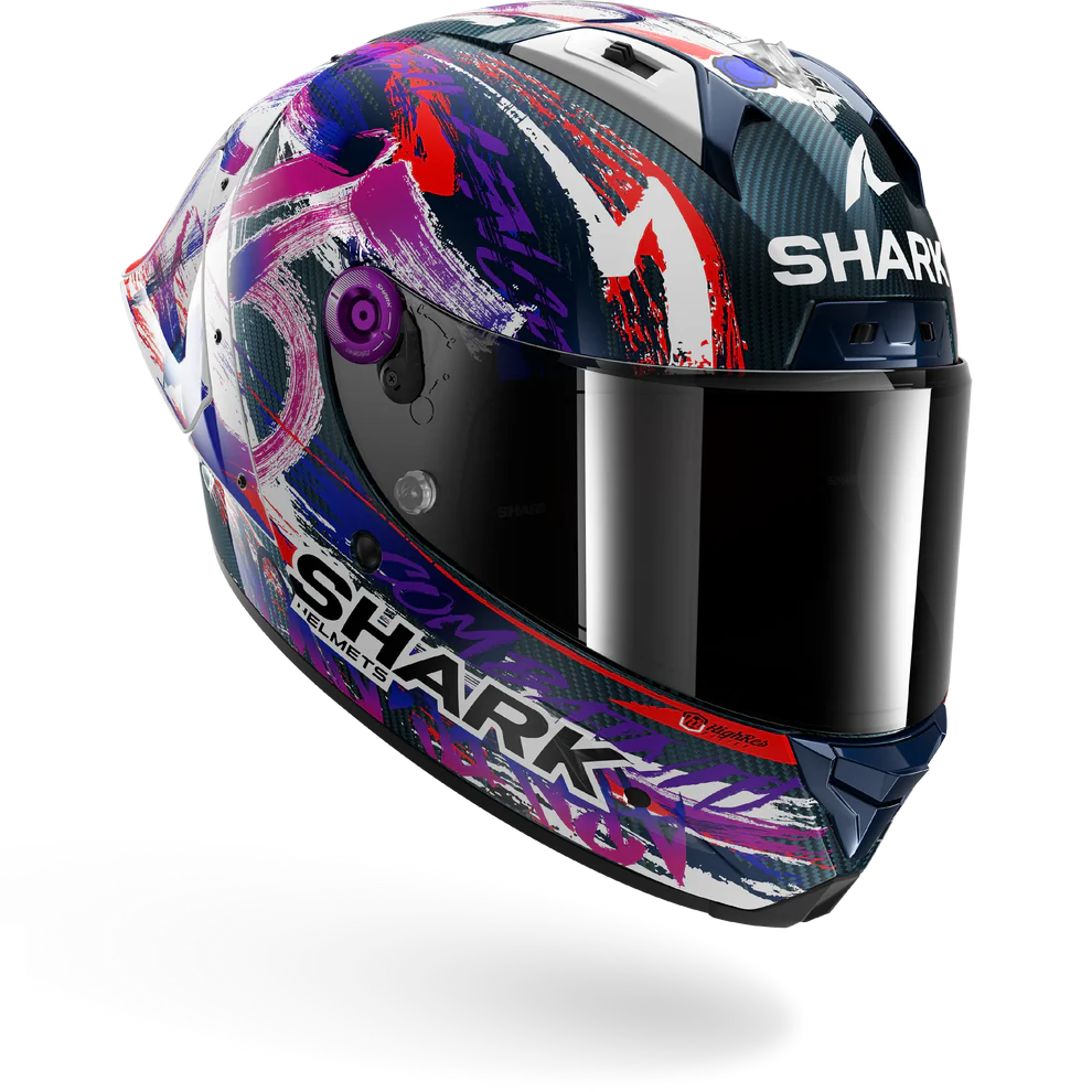 SHARK AERON-GP Fim Carbon Casco Integral De Moto Violeta Blanco