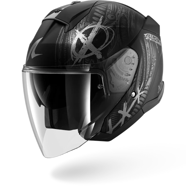 Casco da moto SHARK SKWAL JET SHIEVER Nero opaco Antracite Argento