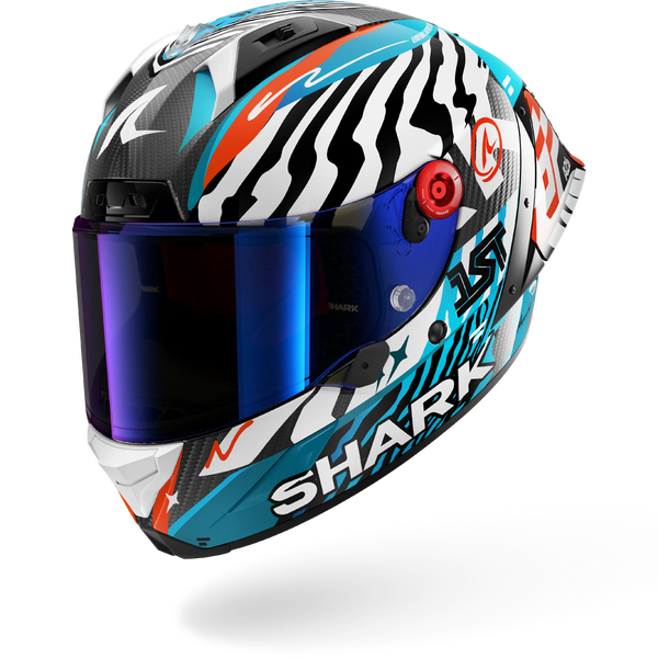Casque de moto SHARK AERON-GP FIM RACING #2 SPEED-FANCY Carbone Blanc Bleu