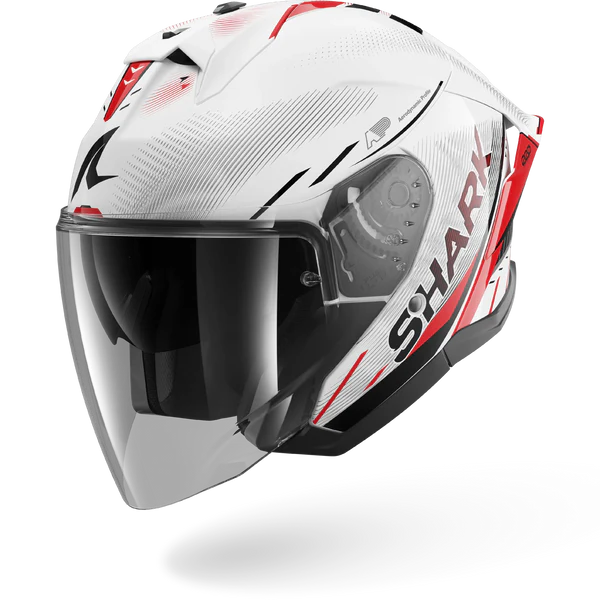 SHARK  SKWAL JET CUP SPEED-TECH Blanco Rojo NEGRO Casco De Moto