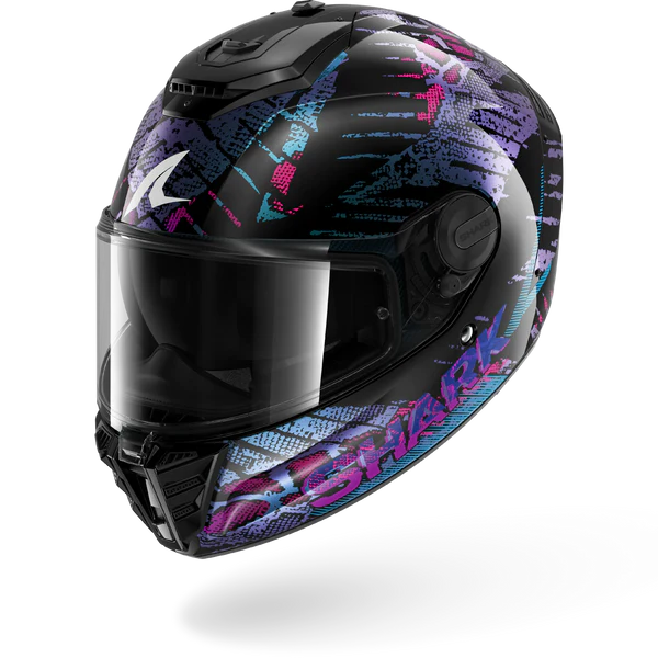 SHARK  SPARTAN RS REPTAIA NEGRO Azul Glitter Casco De Moto