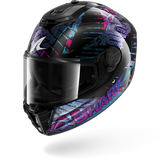 SHARK  SPARTAN RS REPTAIA NEGRO Azul Glitter Casco De Moto