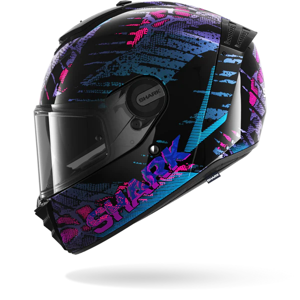 SHARK  SPARTAN RS REPTAIA NEGRO Azul Glitter Casco De Moto