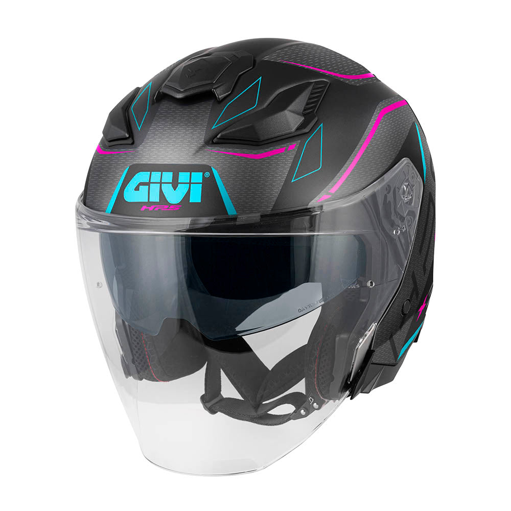 GIVI JET X31IMPACT HELMET BLACK MATTE TITANIUM DARK PINK BLUE T54