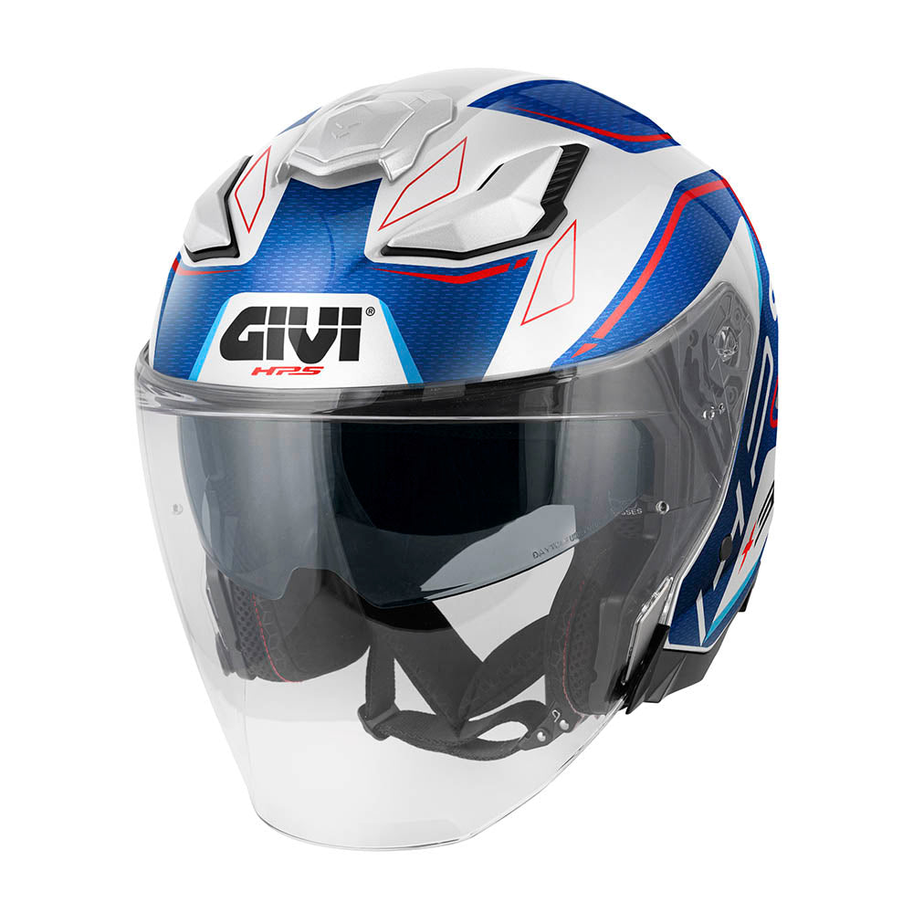 GIVI JET HELMET X31IMPACT GLÄNZEND WEISS METALLIC BLAU BLAU ROT GRÖSSE 54