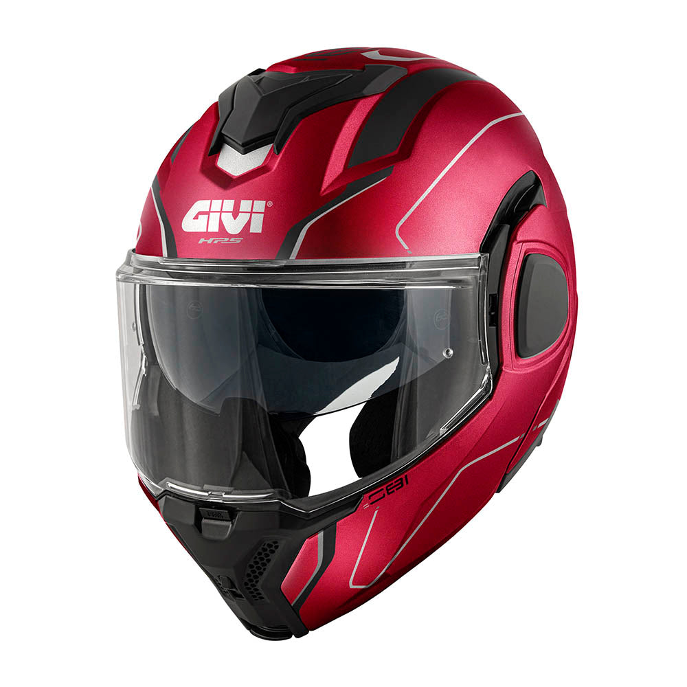 GIVI FIBER X36PLUSE Klapphelm Burgunderrot Schwarz Silber T54