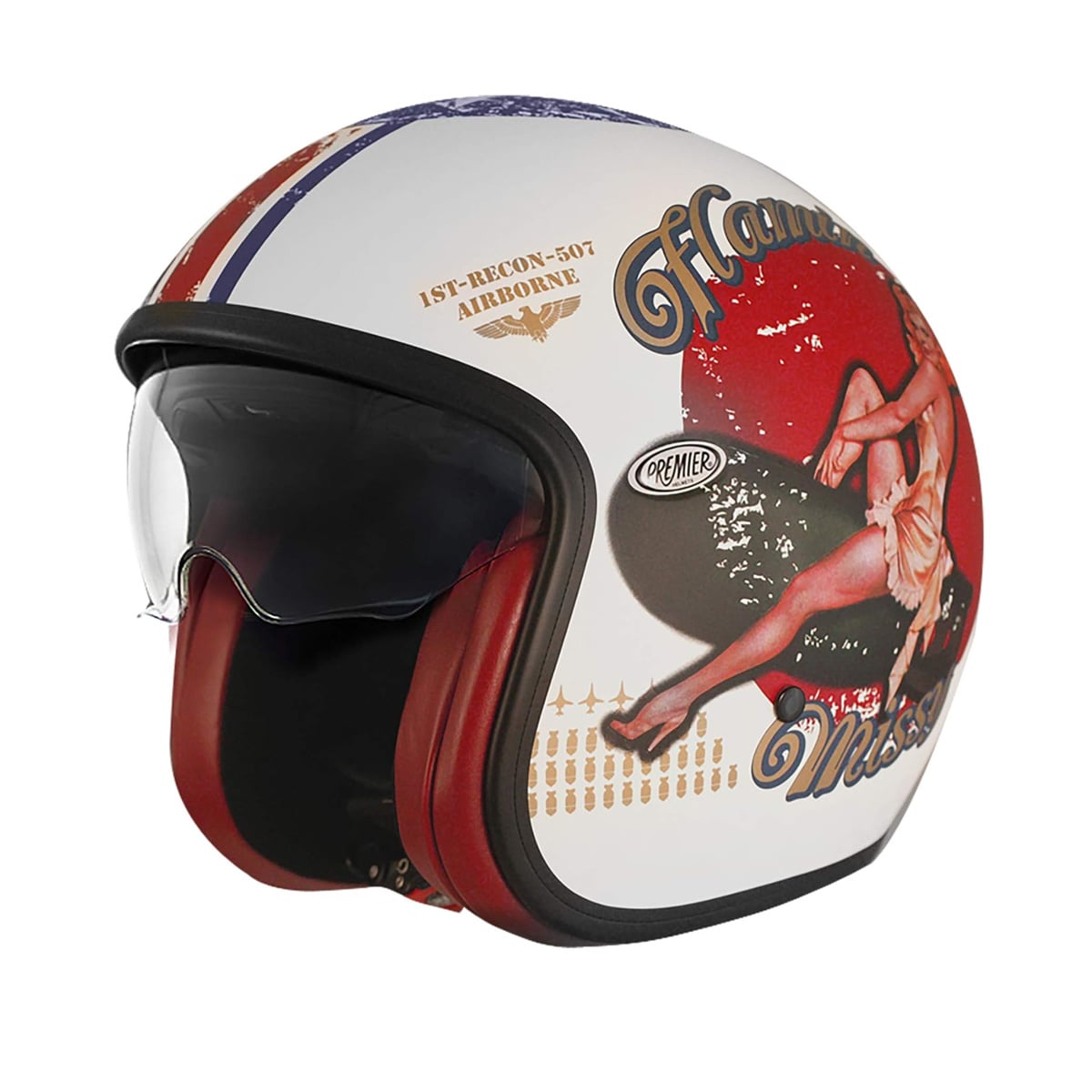 PREMIER VINTAGE PIN UP 8 BM CASCO JET DE MOTOCICLETA (Maximo Moto S.L) Font Side