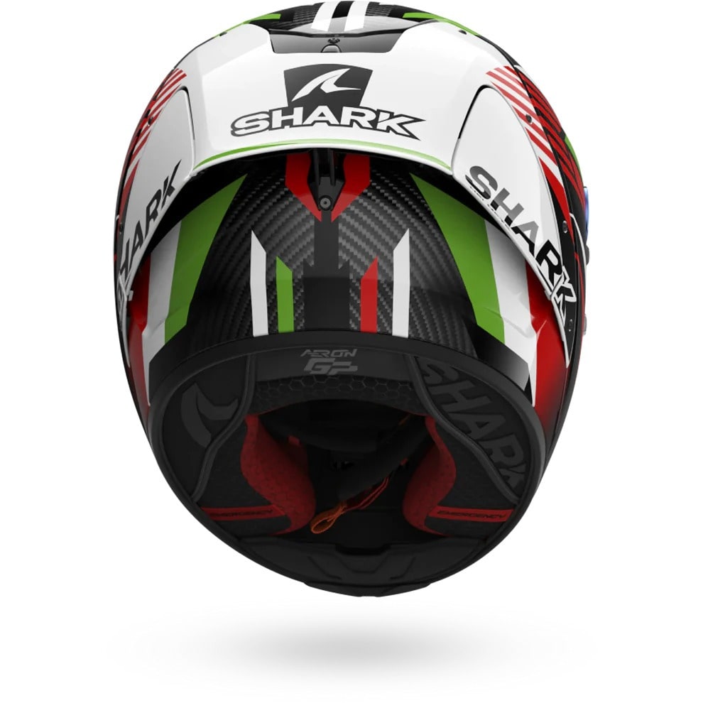 SHARK AERON GP FIRST LAP CARBON DE MOTO CASCO CARRERAS ROJO VERDE BLANCO(MaximomotoS.L)