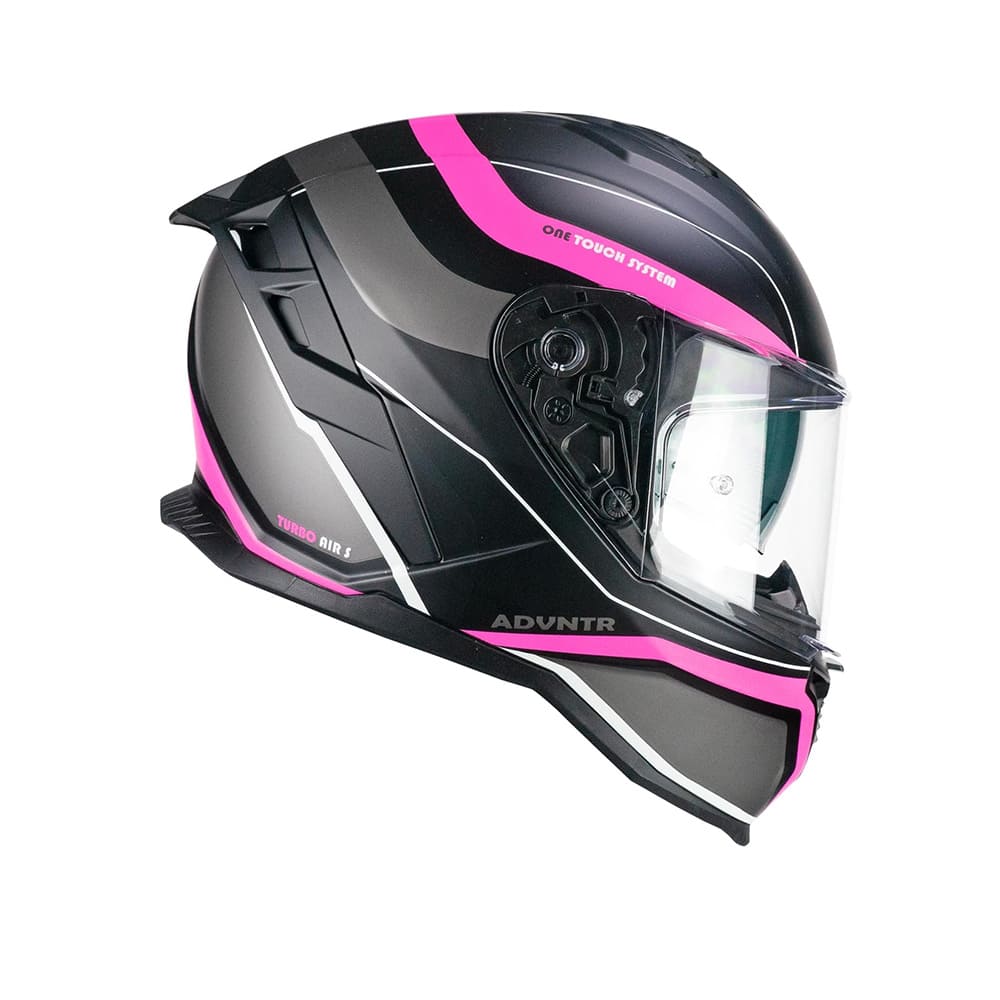 CGM 363 SHOT Integral Moto Casco Negro Fucsia Fluo Mate