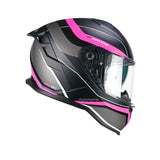 CGM 363 SHOT Integral Moto Casco Negro Fucsia Fluo Mate