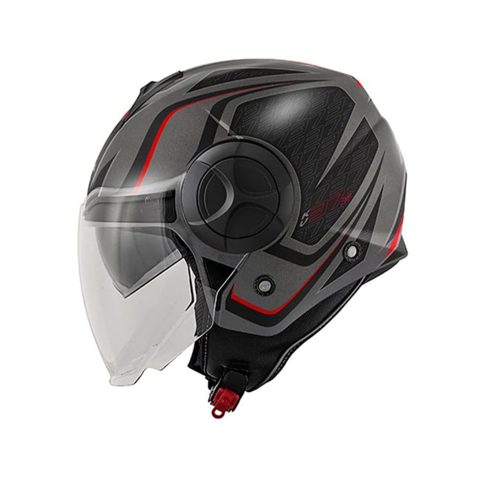 Kappa KV37R EVO AFILADA Gráficos Casco moto jet negro rojo