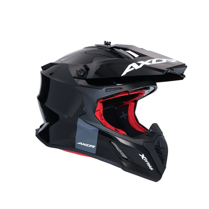 AXOR X-CROSS MONOCOLOR CASCO DE MOTO NEGRO ROJO