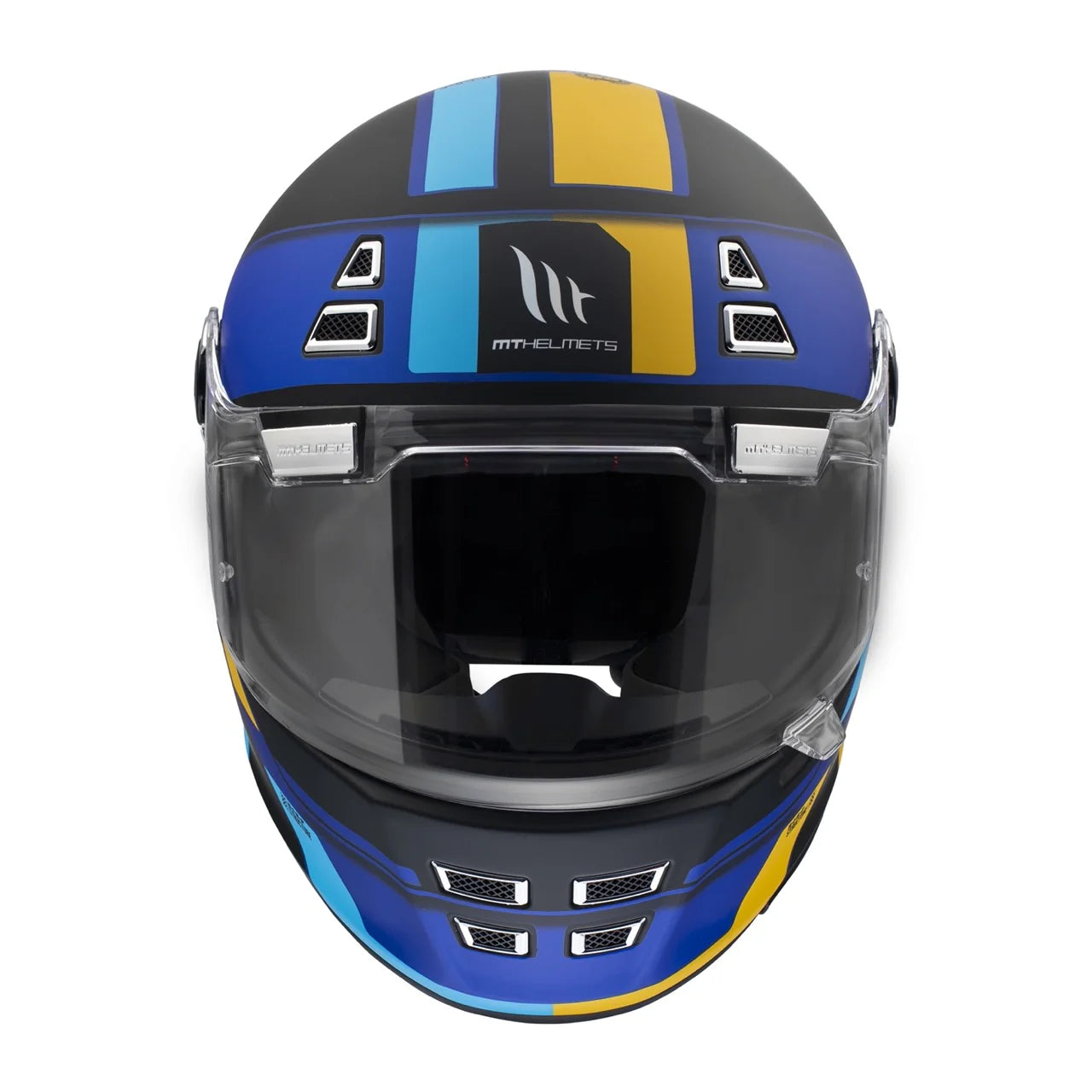 cascos mt helmets opiniones MT CASCO JARAMA 68TH C7 NEGRO MATE AZUL DORADO